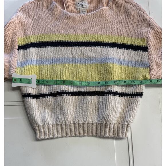 Billabong Pullover Striped Cropped Knit Boat Neck Sweater Ivory Pink Size S - Picture 3 of 7